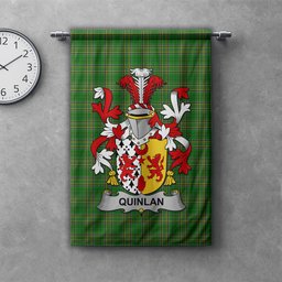 ScotsTee Shop Irish Quinlan or O'Quinlevan Clan Coat of Arms Irish Tartan Gonfalon Flag