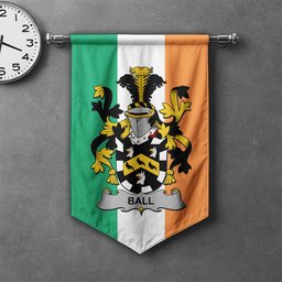 ScotsTee Shop Irish Ball Clan Coat of Arms Irish Tartan Gonfalon Flag