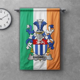 ScotsTee Shop Irish Bagwell Clan Coat of Arms Irish Tartan Gonfalon Flag