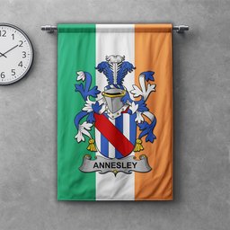 ScotsTee Shop Irish Annesley Clan Coat of Arms Irish Tartan Gonfalon Flag