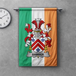 ScotsTee Shop Irish Bamber Clan Coat of Arms Irish Tartan Gonfalon Flag