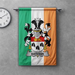 ScotsTee Shop Irish Bateson Clan Coat of Arms Irish Tartan Gonfalon Flag