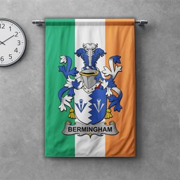 ScotsTee Shop Irish Bermingham Clan Coat of Arms Irish Tartan Gonfalon Flag