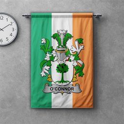 ScotsTee Shop Irish Connor or O'Connor (Don) Clan Coat of Arms Irish Tartan Gonfalon Flag