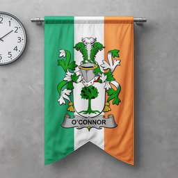 ScotsTee Shop Irish Connor or O'Connor (Don) Clan Coat of Arms Irish Tartan Gonfalon Flag