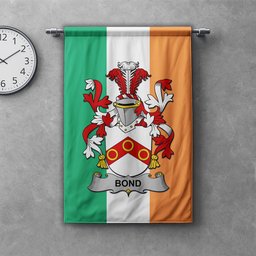 ScotsTee Shop Irish Bond Clan Coat of Arms Irish Tartan Gonfalon Flag