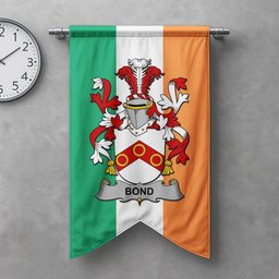 ScotsTee Shop Irish Bond Clan Coat of Arms Irish Tartan Gonfalon Flag