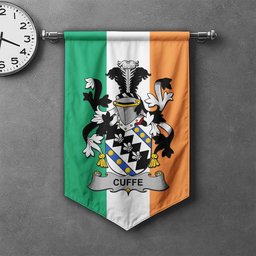 ScotsTee Shop Irish Cuffe Clan Coat of Arms Irish Tartan Gonfalon Flag