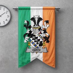 ScotsTee Shop Irish Cuffe Clan Coat of Arms Irish Tartan Gonfalon Flag
