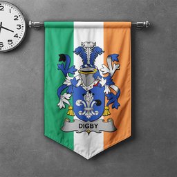 ScotsTee Shop Irish Digby Clan Coat of Arms Irish Tartan Gonfalon Flag