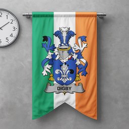 ScotsTee Shop Irish Digby Clan Coat of Arms Irish Tartan Gonfalon Flag