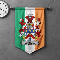 ScotsTee Shop Irish Dermond or O'Dermond Clan Coat of Arms Irish Tartan Gonfalon Flag