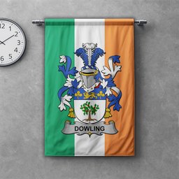 ScotsTee Shop Irish Dowling or O'Dowling Clan Coat of Arms Irish Tartan Gonfalon Flag