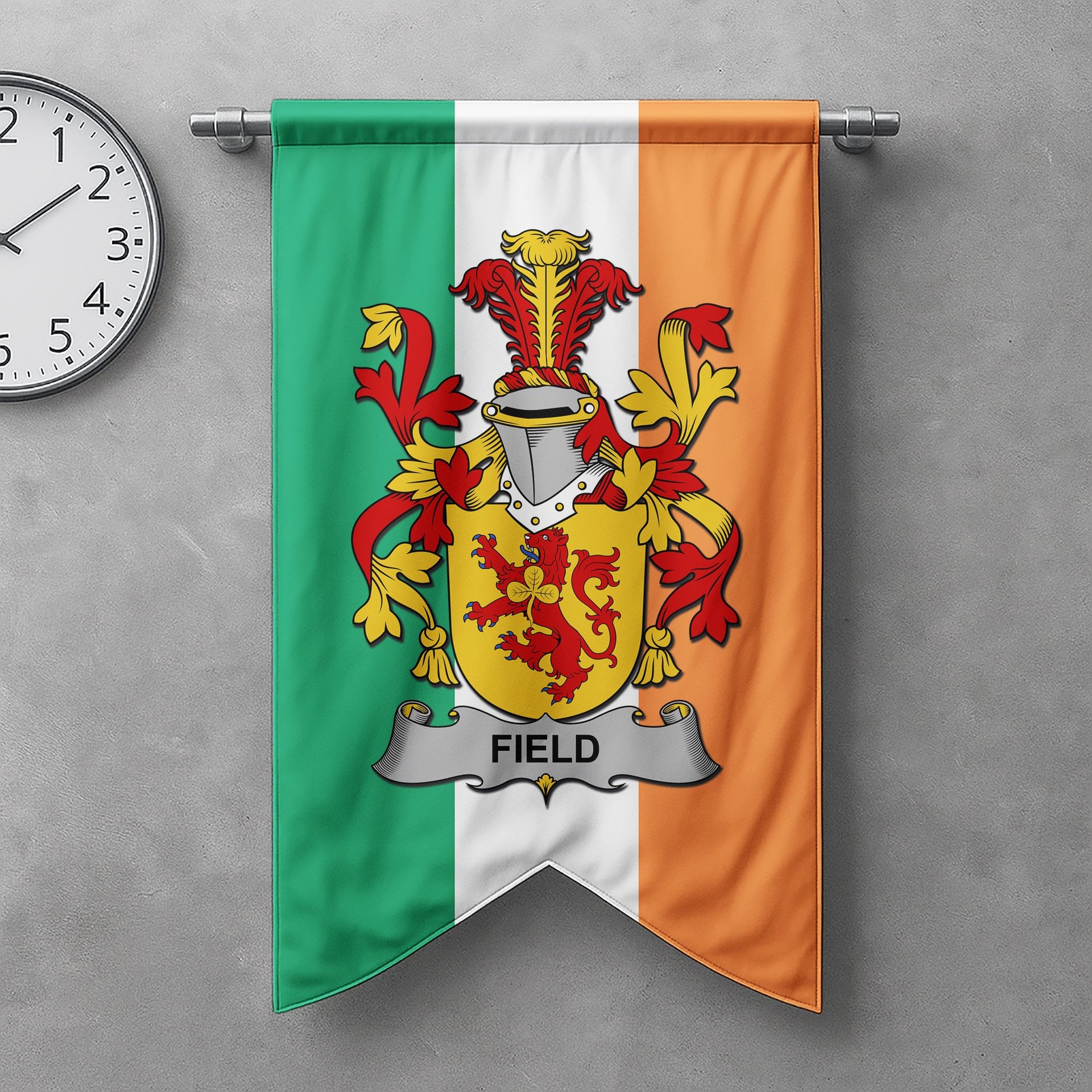ScotsTee Shop Irish Field Clan Coat of Arms Irish Tartan Gonfalon Flag