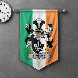ScotsTee Shop Irish Finglas Clan Coat of Arms Irish Tartan Gonfalon Flag