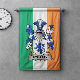 ScotsTee Shop Irish Fitz-Rery Clan Coat of Arms Irish Tartan Gonfalon Flag