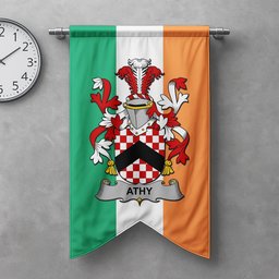 ScotsTee Shop Irish Athy Clan Coat of Arms Irish Tartan Gonfalon Flag