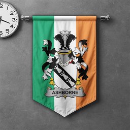 ScotsTee Shop Irish Ashborne Clan Coat of Arms Irish Tartan Gonfalon Flag