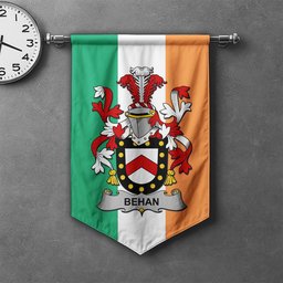 ScotsTee Shop Irish Behan Clan Coat of Arms Irish Tartan Gonfalon Flag