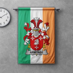 ScotsTee Shop Irish Armitage Clan Coat of Arms Irish Tartan Gonfalon Flag