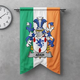 ScotsTee Shop Irish Adair Clan Coat of Arms Irish Tartan Gonfalon Flag
