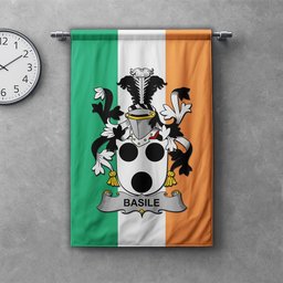 ScotsTee Shop Irish Basile Clan Coat of Arms Irish Tartan Gonfalon Flag