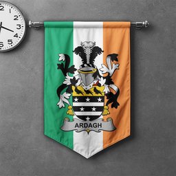 ScotsTee Shop Irish Ardagh Clan Coat of Arms Irish Tartan Gonfalon Flag