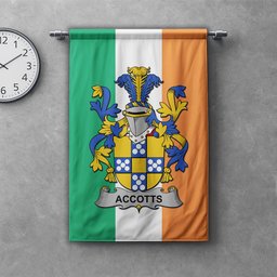 ScotsTee Shop Irish Accotts Clan Coat of Arms Irish Tartan Gonfalon Flag
