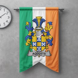 ScotsTee Shop Irish Accotts Clan Coat of Arms Irish Tartan Gonfalon Flag