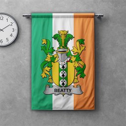ScotsTee Shop Irish Beatty or Betagh Clan Coat of Arms Irish Tartan Gonfalon Flag