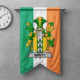 ScotsTee Shop Irish Beatty or Betagh Clan Coat of Arms Irish Tartan Gonfalon Flag