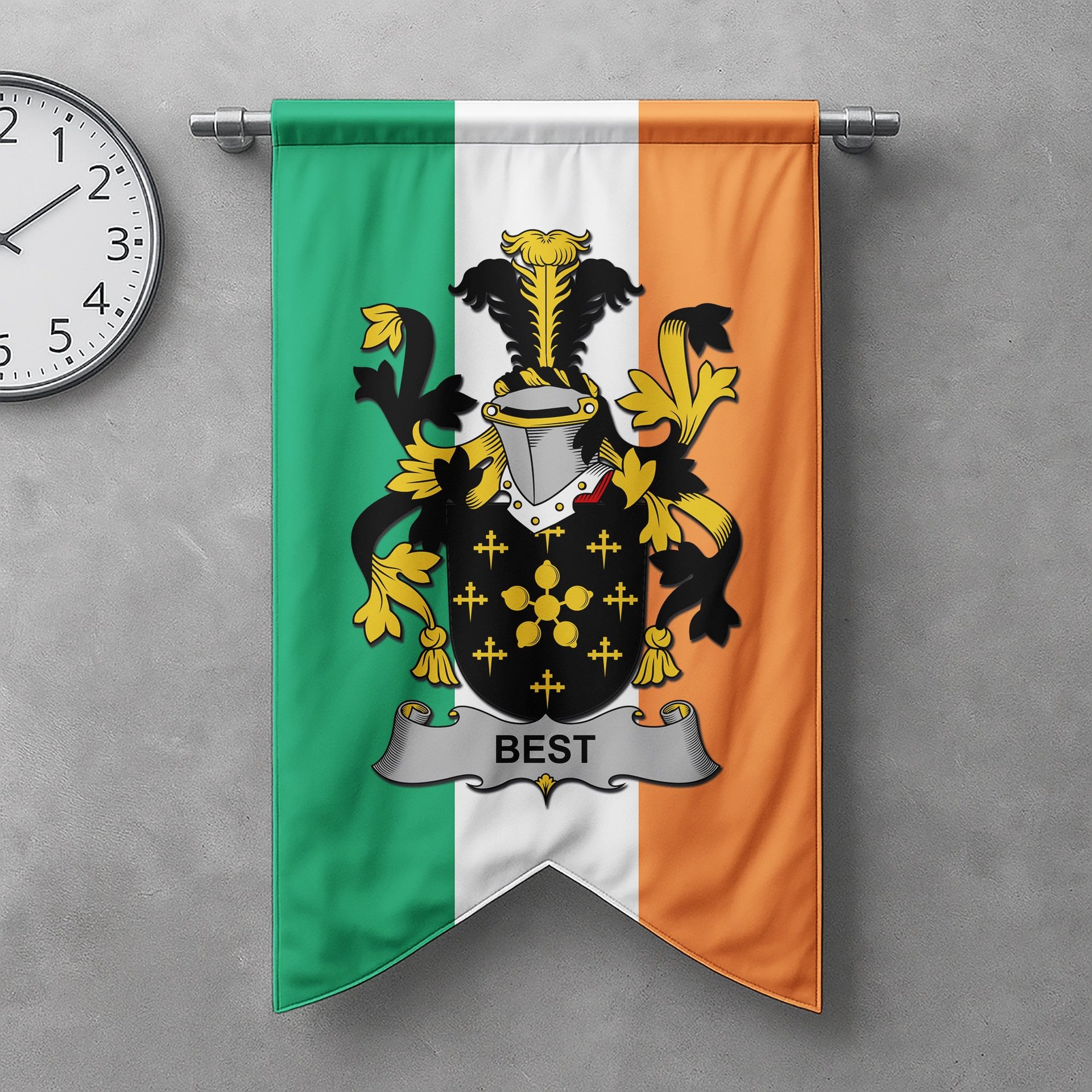 ScotsTee Shop Irish Best Clan Coat of Arms Irish Tartan Gonfalon Flag