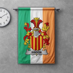 ScotsTee Shop Irish Bindon Clan Coat of Arms Irish Tartan Gonfalon Flag
