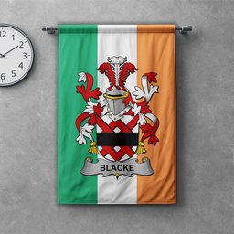 ScotsTee Shop Irish Blacke Clan Coat of Arms Irish Tartan Gonfalon Flag