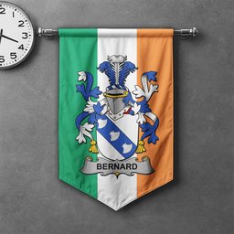 ScotsTee Shop Irish Bernard Clan Coat of Arms Irish Tartan Gonfalon Flag