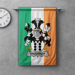 ScotsTee Shop Irish Brounker Clan Coat of Arms Irish Tartan Gonfalon Flag