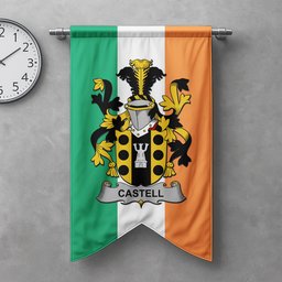 ScotsTee Shop Irish Castell Clan Coat of Arms Irish Tartan Gonfalon Flag