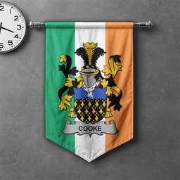 ScotsTee Shop Irish Cooke Clan Coat of Arms Irish Tartan Gonfalon Flag