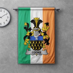 ScotsTee Shop Irish Cooke Clan Coat of Arms Irish Tartan Gonfalon Flag