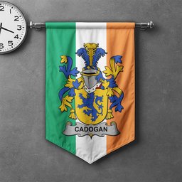 ScotsTee Shop Irish Cadogan Clan Coat of Arms Irish Tartan Gonfalon Flag