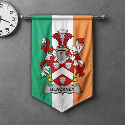 ScotsTee Shop Irish Blackney Clan Coat of Arms Irish Tartan Gonfalon Flag