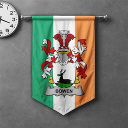 ScotsTee Shop Irish Bowen Clan Coat of Arms Irish Tartan Gonfalon Flag