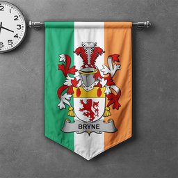 ScotsTee Shop Irish Bryne or Brinn Clan Coat of Arms Irish Tartan Gonfalon Flag