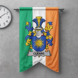 ScotsTee Shop Irish Cleare Clan Coat of Arms Irish Tartan Gonfalon Flag
