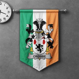 ScotsTee Shop Irish Crosbie or McCrossan Clan Coat of Arms Irish Tartan Gonfalon Flag