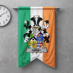 ScotsTee Shop Irish Cosby (Lord Sydney) Clan Coat of Arms Irish Tartan Gonfalon Flag
