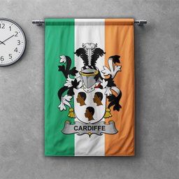 ScotsTee Shop Irish Cardiffe Clan Coat of Arms Irish Tartan Gonfalon Flag