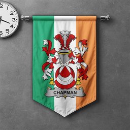 ScotsTee Shop Irish Chapman Clan Coat of Arms Irish Tartan Gonfalon Flag