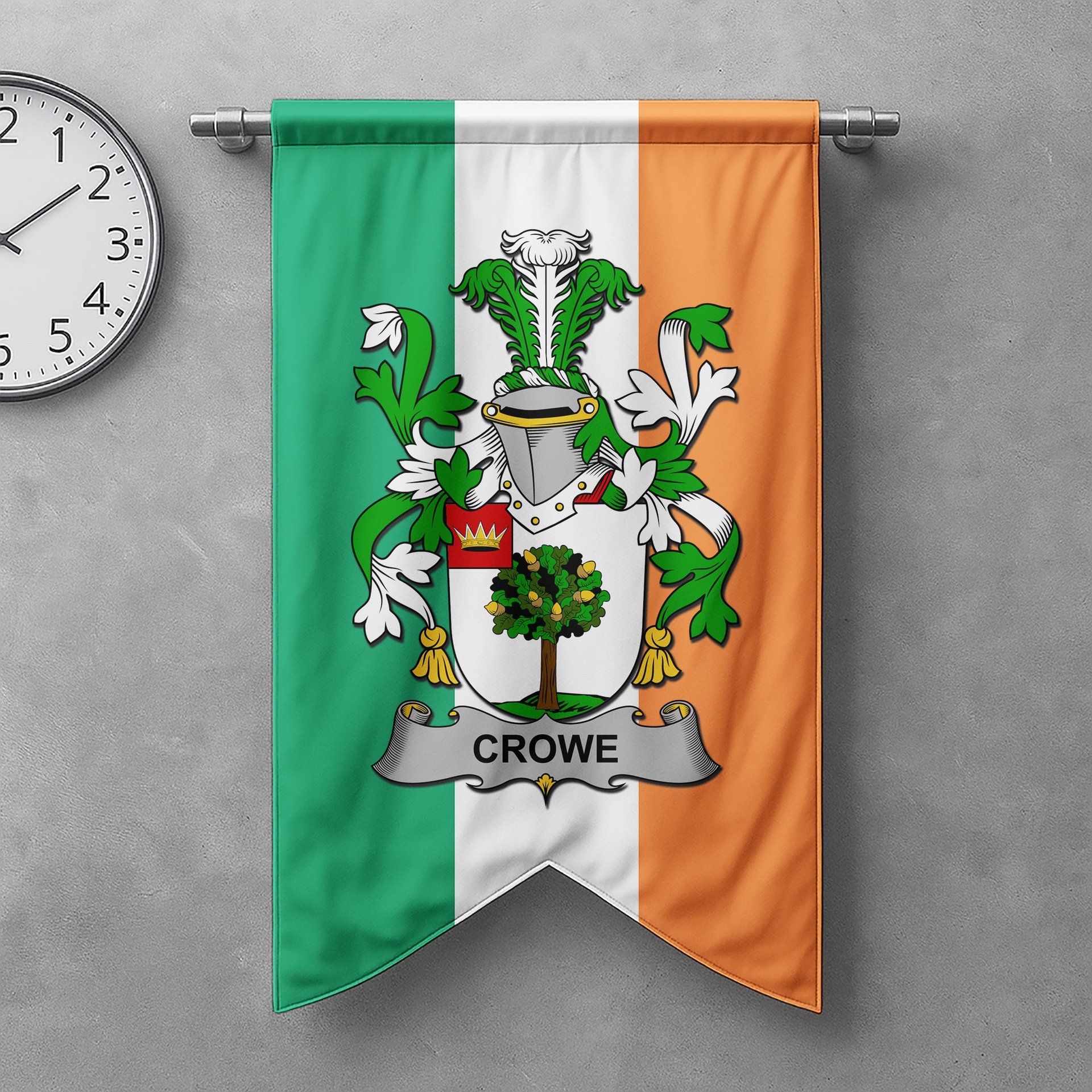ScotsTee Shop Irish Crowe or McEnchroe Clan Coat of Arms Irish Tartan Gonfalon Flag