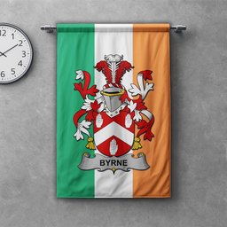 ScotsTee Shop Irish Byrne or O'Byrne Clan Coat of Arms Irish Tartan Gonfalon Flag